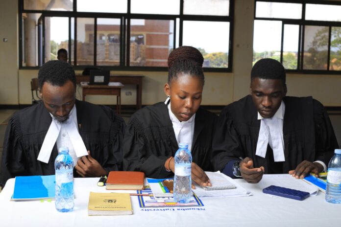 Nkumba University Law Students during a Moot Court.