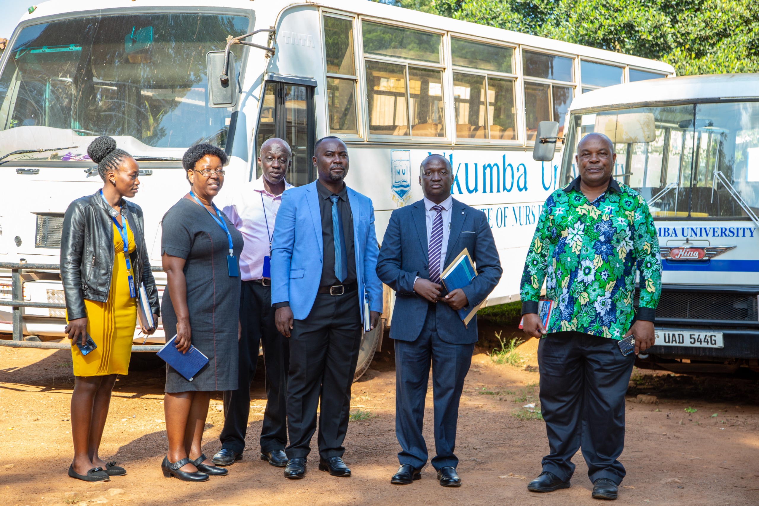 L-R; Madam Ketty, Madam Martha Luyirika, Mr. Daniel Kalungi, Mr. Eddie Lule, Dr. Christopher Mayanja and Prof. Francis Kasekende