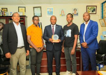 L-R: Dr. Alex Barakagira, Kigozi Mauris, Prof. Jude Lubega, Kigozi Mauris, Kamanda Colin and Mr. Okwi James