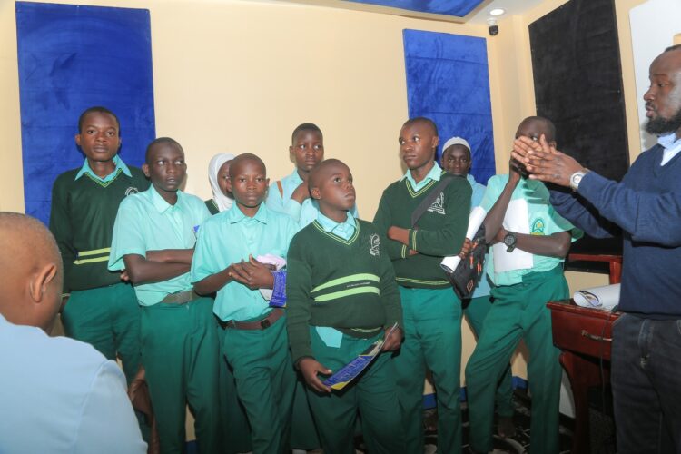 Kisaana SS students while at the eLearning studio // Joshua Baleete