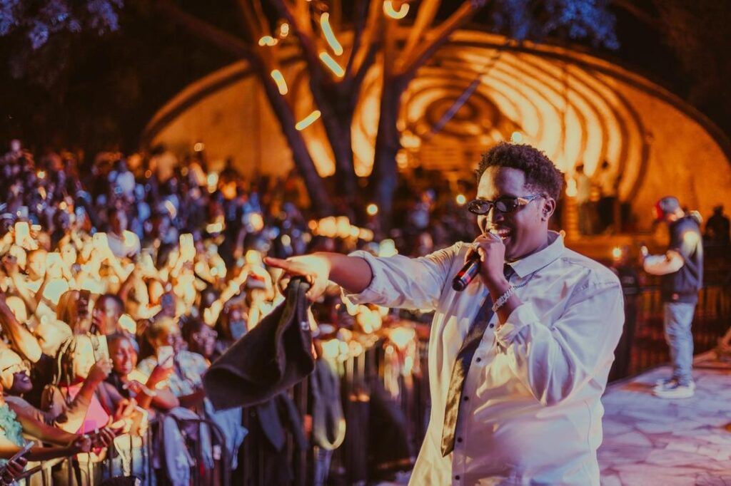Ugandan Music Star, Joshua Baraka commanding the crowd // Photo Credit; Talent Africa