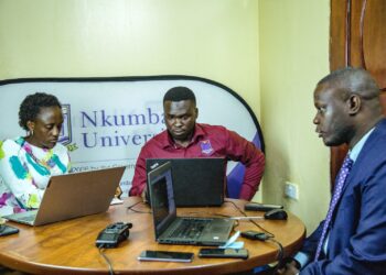 L-R; Dr. Anne Abaho, Mr. Umar Hangi and Dr. Sulaiman Bbosa during the SOSS Monthly paper presentation.