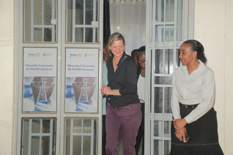 Jessica Bueltmann and District 9214 Governor Elect Christine Kyeyune Kawooya, while at Nkumba University.