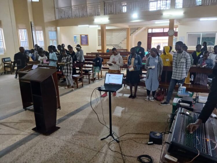 Youth while in Church during one of the Discipleship sessions