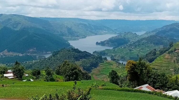 Muhabura mountain and the hill ranges in Kisoro District