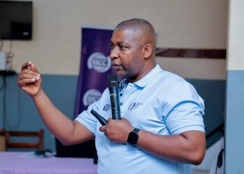 Mr. Joseph Lwevuze, Digital Pedagogy expert during ICT training for teachers at Northroad Primary School in Mbale District.