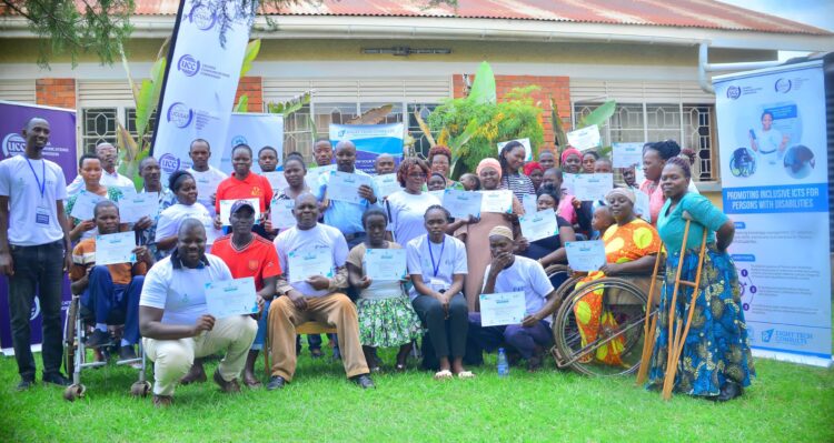 Project Beneficiaries Display Certificates of Participation Shortly after an ICT Training