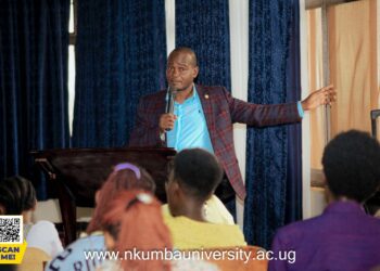 Vice Chancellor, Prof. Jude Lubega While addressing students