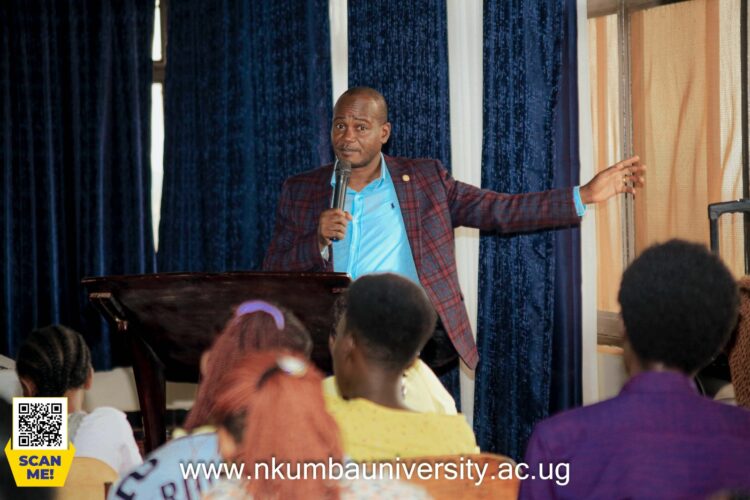 Vice Chancellor, Prof. Jude Lubega While addressing students